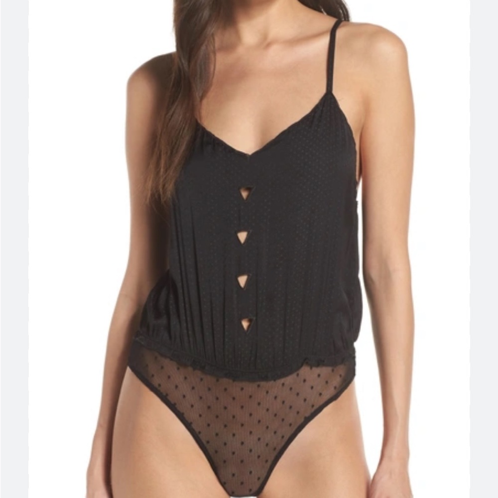 Intimately by Free People Black Thong Bodysuit